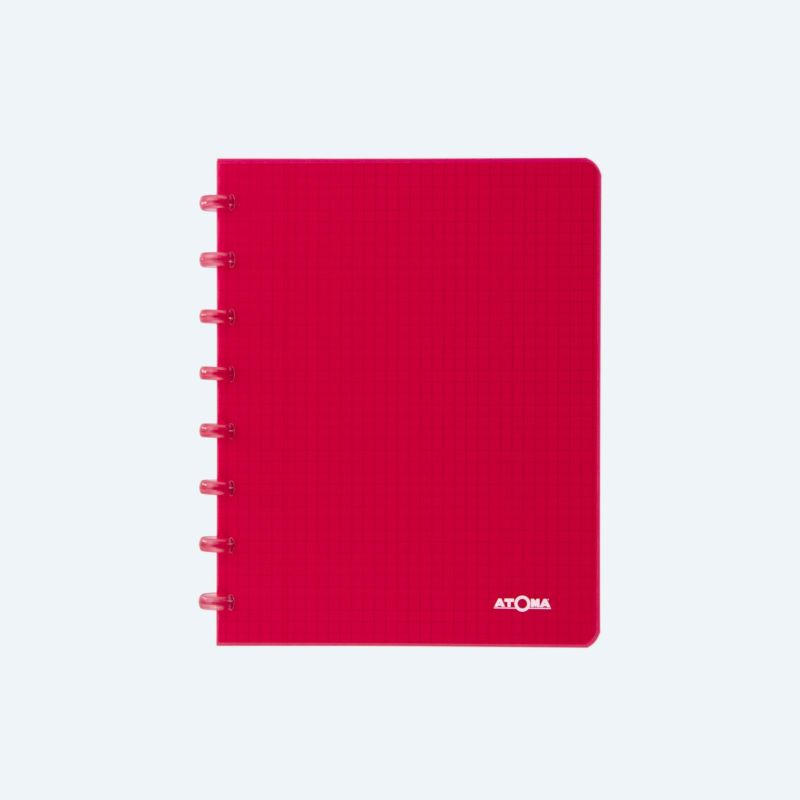 Cahier Atoma couverture plastique A5 quadrillé 5 x 5 mm 72 feuillets rouge