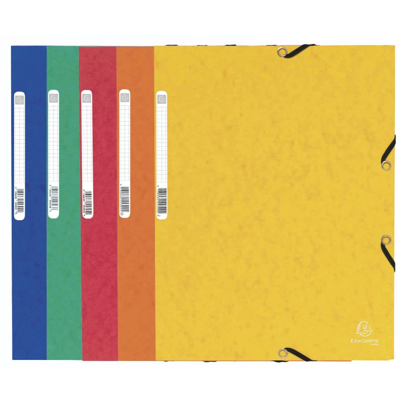 Farde à élastique 3 rabats carte lustrée 355gm² - A4 Couleur aléatoire