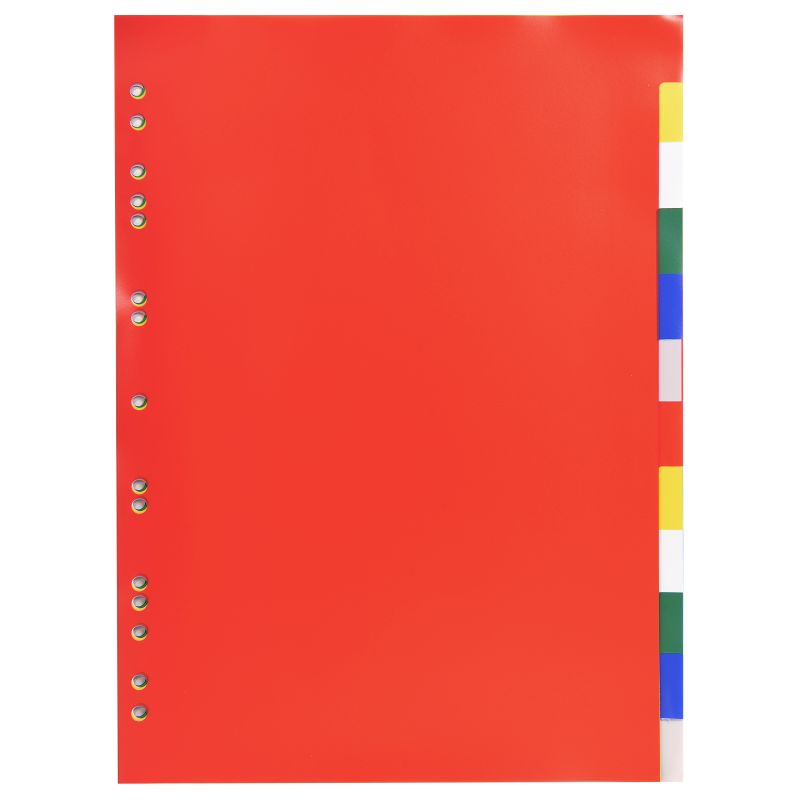 Intercalaires polypropylène souple 12 positions - A4 - Couleurs assorties