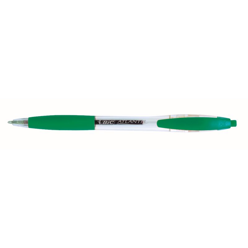 Stylo-bille Atlantis avec grip caouthouc - Vert