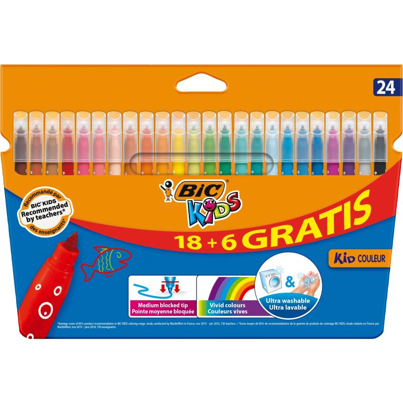 Etui de 24 Kid Marker Bic ultra lavable pointe 2 mm