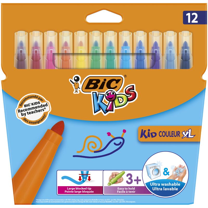 Etui de 12 Kid marker XL Bic ultra lavable pointe 4 mm