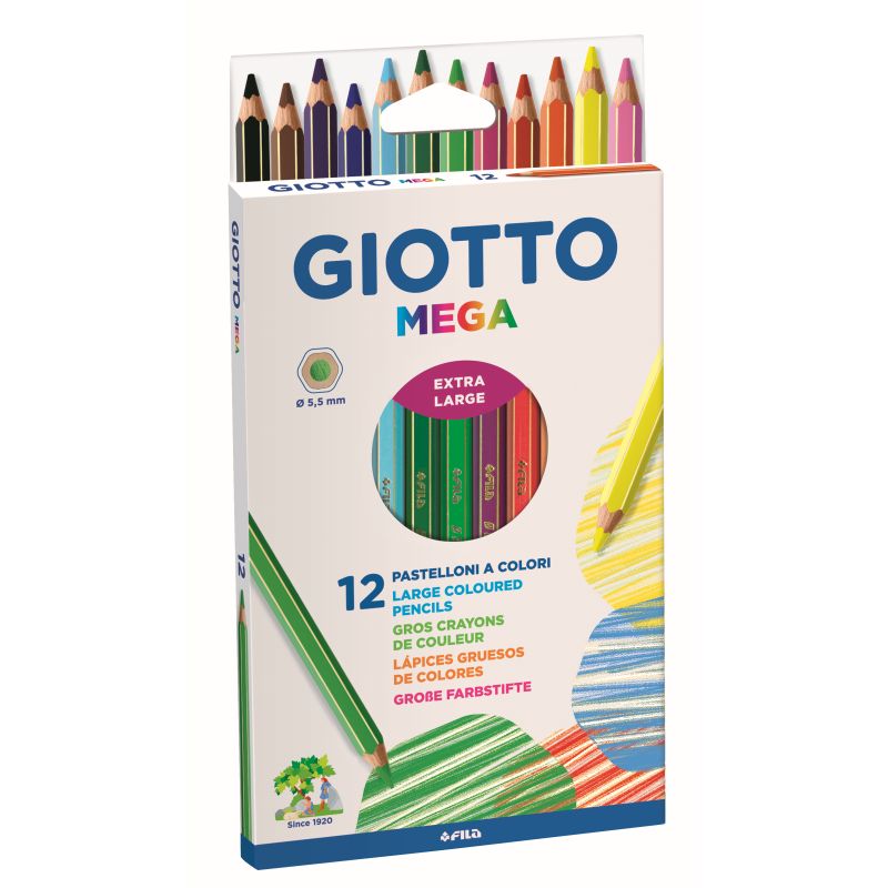 Etui de 12 crayons Giotto grosses mines 5,5 mm