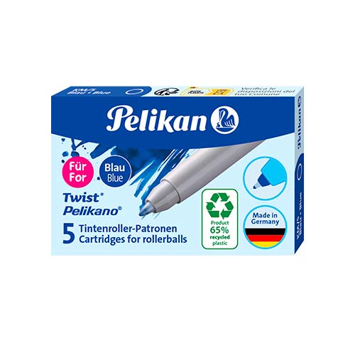 Recharges pour Pelikano Twist Roller, boîte de 5 cartouches bleu