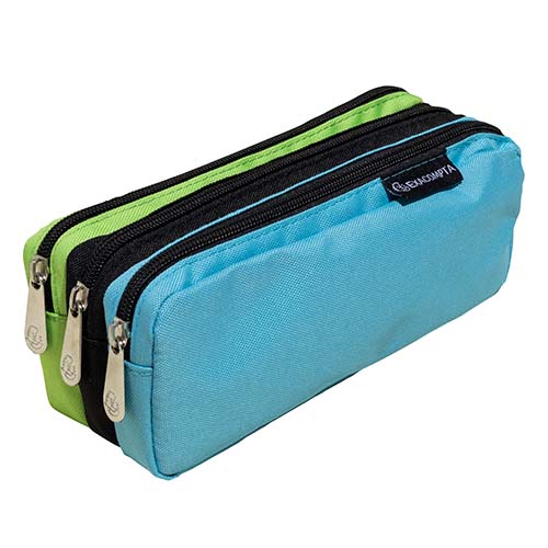 Trousse 3 Compartiments Bleu/Vert - Exacompta