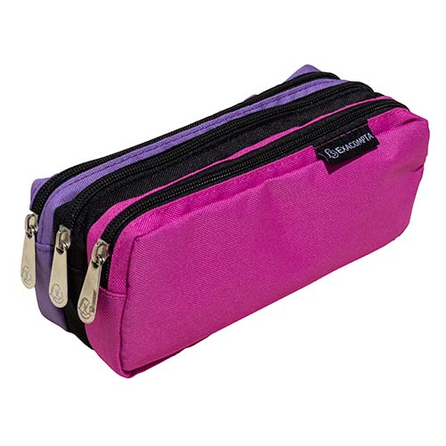 Trousse 3 Compartiments Rose/Mauve - Exacompta
