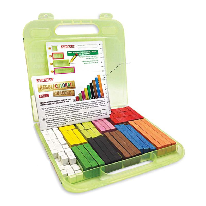 Règlettes type Cuisenaire boite 200 pièces en bois