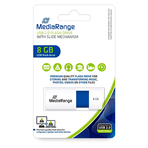MediaRange Clé Usb Flash Drive Blue 2.0 - 8 Go