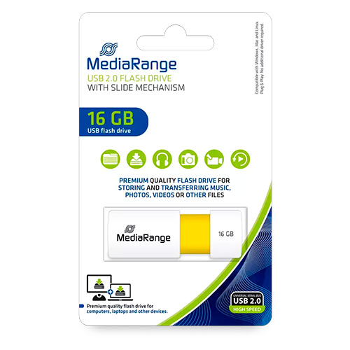 MediaRange Clé Usb Flash Drive Yellow 2.0 - 16 Go