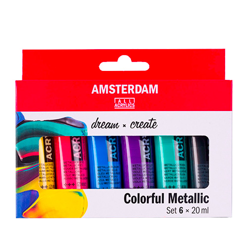 Set d’acryliques Amsterdam - couleurs métalliques 6 x 20ml