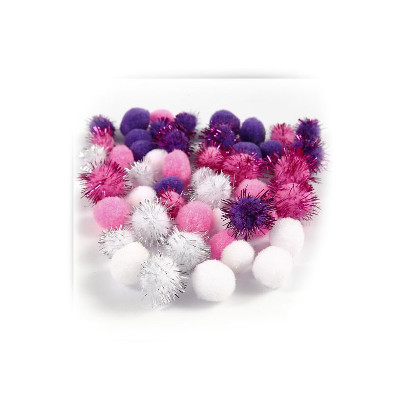 Pompons [blanc violet et rouge clair]