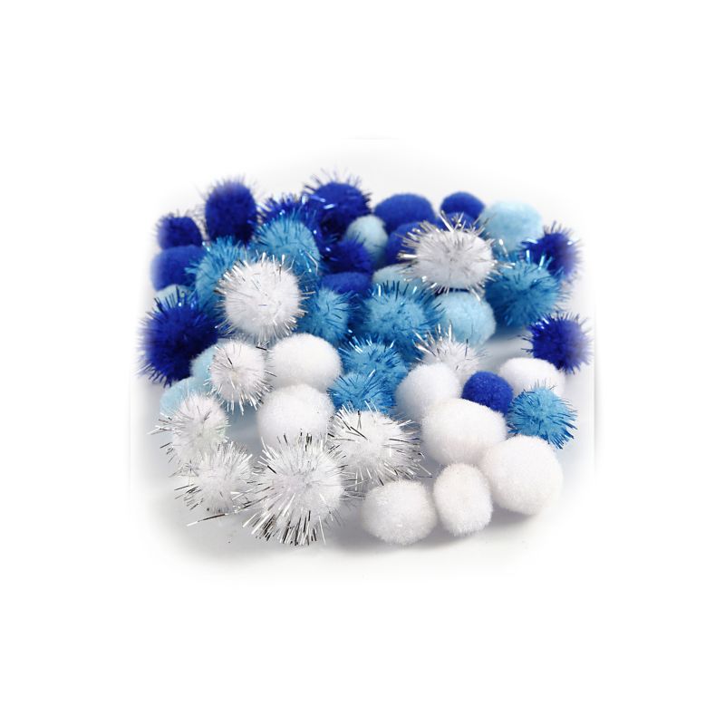 Pompons [bleu clair bleu foncé et blanc]