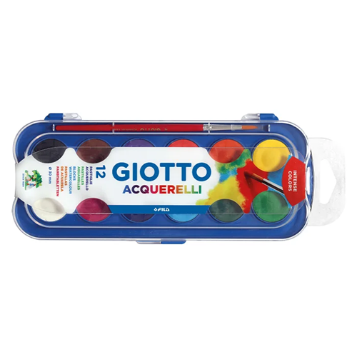 Giotto Acquerelli - Boîte 12 pastilles de gouache + 1 pinceau Giotto Acquerelli - Boîte 12 pastilles de gouache + 1 pinceau