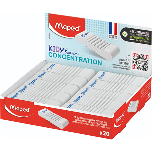 Gommes blanches Maped Kidy Learn Concentration - 20 pièces Gommes blanches Maped Kidy Learn Concentration - 20 pièces