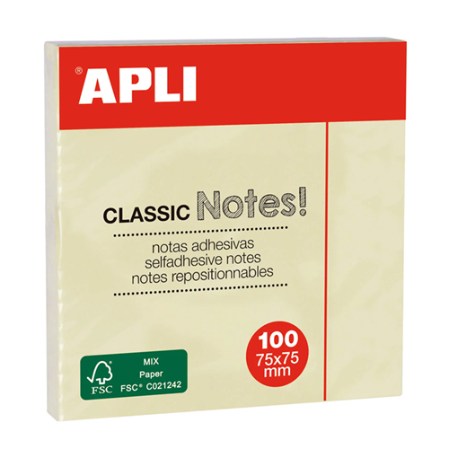 Haftnotities 75 x 75 mm, blok van 100 vellen, geel Haftnotities 75 x 75 mm, blok van 100 vellen, geel