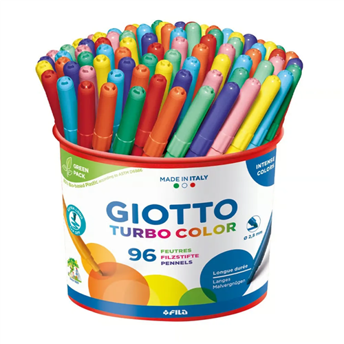 Pot met 96 dunne stiften in diverse kleuren van Giotto Turbo Color Pot met 96 dunne stiften in diverse kleuren van Giotto Turbo Color