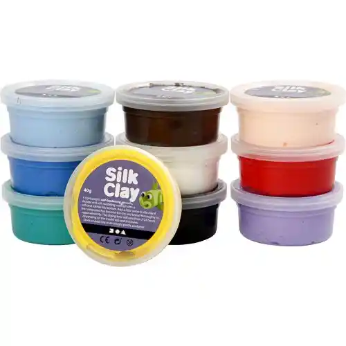Silk clay 10 pots de 40 gr couleurs assorties basique Silk clay 10 pots de 40 gr couleurs assorties basique