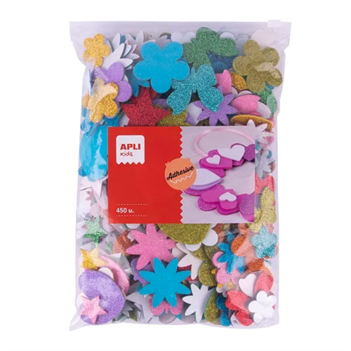 Zelfklevende figuren van EVA-schuim met glitters – MAXI-formaat, 450 stuks Zelfklevende figuren van EVA-schuim met glitters – MAXI-formaat, 450 stuks